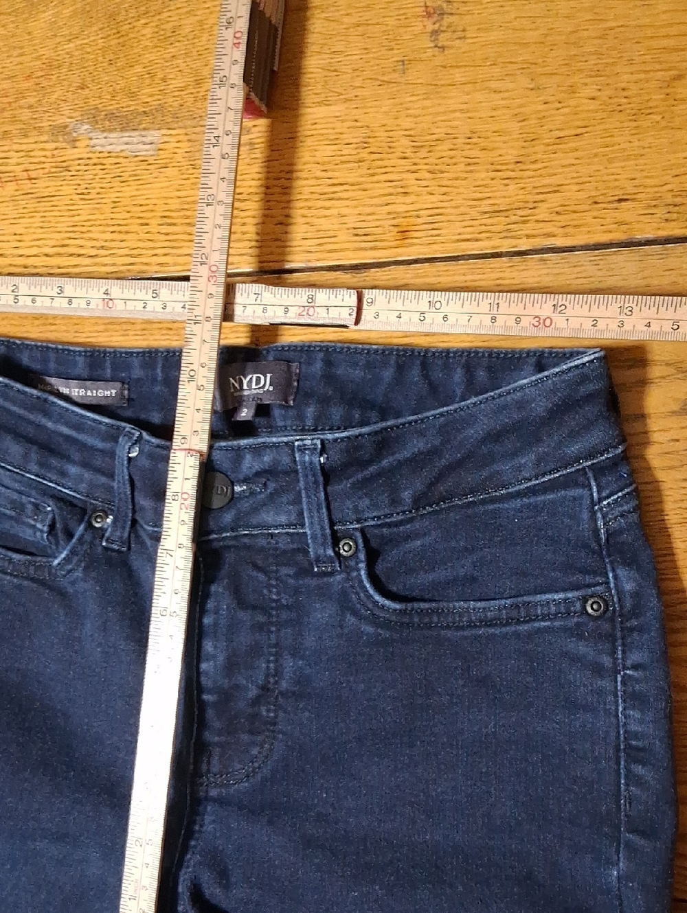 NYDJ Jeans 2 Womens BLUE Dark Wash MARILYN STRAIGHT Preowned Used Denim Pants - Picture 3 of 5